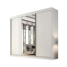 Guarda Roupa Garibaldi 3 Portas De Correr Com Espelho Móveis Valverde Branco