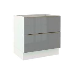 Balcão Madesa Lux 80 cm 2 Gavetas - Branco/Cinza