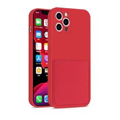 Capa de telefone de silicone Candy Color para iPhone 12 13 SE 2020 11 Pro Max XS X XR 6 7 8 Plus Porta-cartão de carteira Capa macia à prova de choque, vermelha, para iPhone 13 Mini