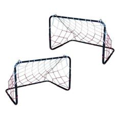 Golzinho Futebol (Par) Mini Gol Trave Ferro Com Rede - Brinquedos Oliv