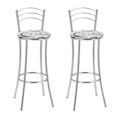 Kit 2 Banquetas Cromadas Bc26-a E523 Cromado/Branco