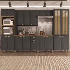 Cozinha Completa 6 Peças 18 Portas 2 Gavetas Paris Indekes Cinza