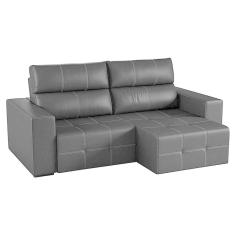 sofá 3 lugares retrátil e reclinável roma couro preto 244 cm