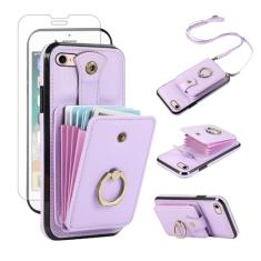 Capa de celular para iPhone 7/8/SE 2020/2022, capa carteira com protetor de tela, alça transversal, anel com suporte RFID para cartão de crédito, iPhone7, iPhone8, 7s, 8s, SE2020, SE2022, geração,
