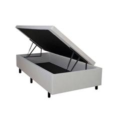 Cama Box Baú Solteiro 88x188x42cm Areia com Pistão a Gás Areia