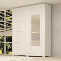 Guarda Roupa Casal 2 Portas de Correr com Espelhos 100% Mdf Boldina Espresso Móveis Branco