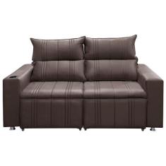 Sofá Retrátil e Reclinável 2 Lugares Madri 1.60M Suede Marrom Café Spe
