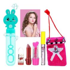 Kit De Maquiagem Infantil Batom Porta Moeda Bolha De Sabão - Nova Aven