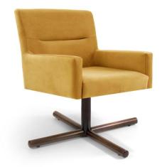 Poltrona Decorativa Giratória Base Xis Madeira Angel B-279 Veludo Amar