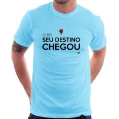 Camiseta Seu destino chegou - Foca na Moda, Azul bebê, M