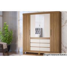 Guarda Roupa Casal 4 Portas E 6 Gavetas C- Espelho Cadis - Amendola-off White - Demóbile