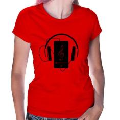 Baby Look Headphone Smartphone - Foca na Moda, Vermelho, M