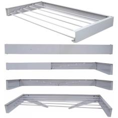 Varal Magico 7 Varetas Aluminio 120cm - Dobravel Branco