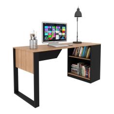 Mesa Para Escritório Com Armário 160cm Multimóveis Cr25264 Amêndoa-preto Amêndoa-preto
