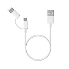 Cabo USB 2 em 1 Mi Micro USB para Tipo C (30 cm) Branco