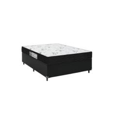 Cama Box Viúva + Colchão D33 One Face - 56X128x188cm - Couro Preto - E