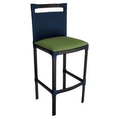 Banqueta Alta Vigor em Alumínio e Corda Náutica Azul