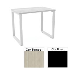 Mesa de Escritório Pé Tubular PE25 em MDP 90 x 45 cm Cor Nogueira CasaBlanca e Base Preta