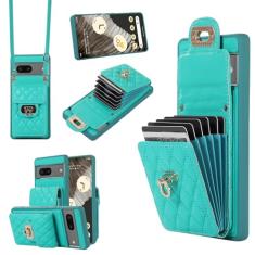 Capa carteira acordeão para Google Pixel 8, capa de telefone de couro com 6 compartimentos para cartão e fecho de metal, capa de telefone à prova de choque com cordão transversal ajustável para