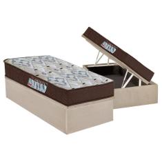 Cama Box Baú Solteiro: Colchão Espuma Ortobom D45 / EP ISO 150 Mega Firme + Base CRC Suede Clean(88x188)