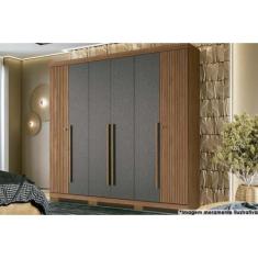 Guarda Roupa 6 Portas e 4 Gavetas c/ Pés Buriti Jatoba/Grafitte - Sant