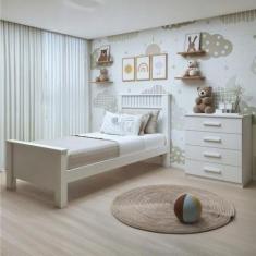 Quarto Infantil com Cama Solteiro Athenas e Cômoda 4 Gavetas Baião Bra