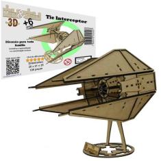 Brinquedo Quebra Cabeça 3D Tie Interceptor Mdf - Monte & Eduque