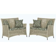 2 Sofás Área Externa Igapó Alumínio Pintura Marrom Corda Náutica Estof