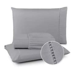 Jogo de Lençol 03 Peças 400 Fios Cama Casal Queen Micropercal Ponto Pa