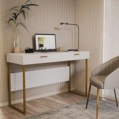 Escrivaninha 120cm 2 Gavetas Pés em Aço Olympia