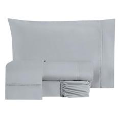 Jogo Cama Lençol Essencial Queen Micropercal 200 Fios 4 Peças - Cinza 