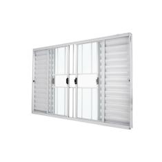 Janela Veneziana Abertura Central Exclusiva 6 Folhas Grade Vidro Liso 100x120cm Crv Portas E Janelas Branco