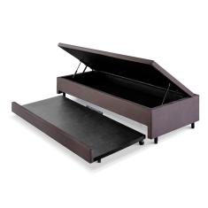 Bicama Com Baú Viúva 120x203 Cm Em Suede Cinza