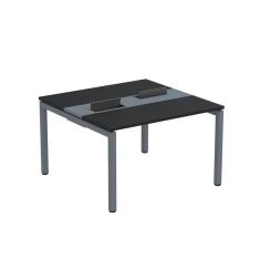 Mesa Plataforma Dupla Com Pé De Aço Para Coworking 120x120 Pdc12-12-2p Preto-grafito