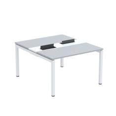 Mesa Plataforma Dupla Com Pé De Aço Para Coworking 110x140-2p Pdc11-14-2p Cinza-branco