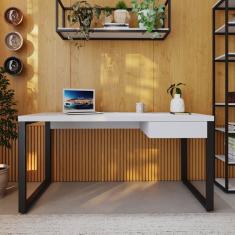 Escrivaninha Yon Diretor Com 1 Gaveta 150x70x75 Branco-preto