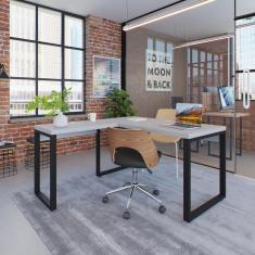 Escrivaninha Em L Yon Operacional 135x70x75 Branco-preto