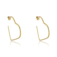 Brinco Argola Em Forma De Coração Folheado