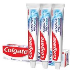 Kit c/ 3 Cremes Dentais Colgate Sensitive Pro-Alívio Real White 50g