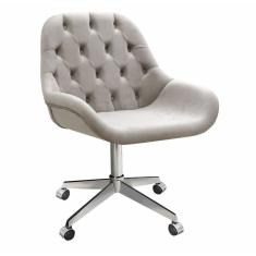 Poltrona Lua Capitonê Cadeira Giratória com Rodinhas Escritório Home Office