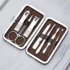 Cortador de unhas de aço inoxidável conjunto de corte de sobrancelha 7 pçs conjunto de manicure do prego ferramentas de corte de unhas toe cortador de unhas, prata 7 pçs conjunto