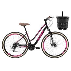 Bicicleta aro 29 Feminina KSW Retro C Cesta 21V Freio Disco
