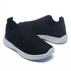 Tênis Infantil Calce Facil Leve Confortável Liso Preto - Beanna Calçad