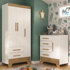 Quarto Infantil Completo Guarda Roupa 3 Portas 2 Gavetas com Cômoda Se