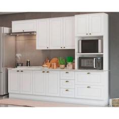 Cozinha Completa Americana (2 Aéreos, 2 Balcões, 1 Paneleiro, 2 Complemento) 7 Peças Branco - Henn