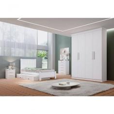 Guarda Roupa Solteiro 4 Portas 3 Gavetas Colibri-branco Móveis D`doro