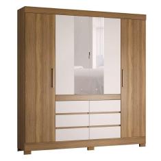 Guarda-roupa casal com espelho cádis 4 pt 6 gv off white e amendola