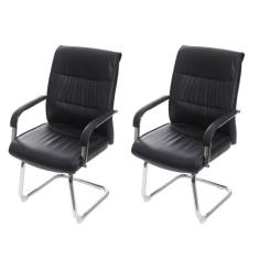 Kit 2 Cadeiras para Escritório Interlocutor Estofada em Sintético Estocolmo 3323 Preto
