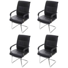 Kit 4 Cadeiras para Escritório Interlocutor Estofada em Sintético Estocolmo 3323 Preta
