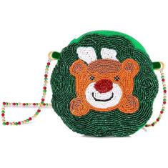 NVENF Bolsa transversal de Natal feminina com contas de árvore de Natal com renas e botas de ombro acessórios de Natal presentes, Vermelho